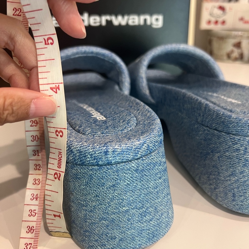 Alexander Wang Float Denim Leather Platform Slides Size 38 - Picture 5 of 8
